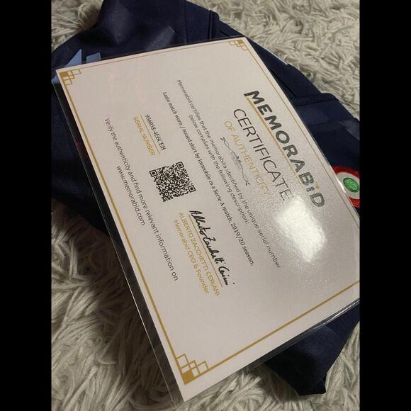 FC LAZIO 2019/20 AWAY MATCH ISSUE/WORN SHIRT BY IMMOBILE #17 With COA Serie A - Picture 9 of 9